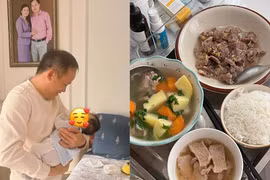 Xúc động với những mâm cơm cữ của bố nấu cho con gái