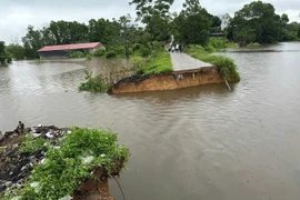 Vỡ bờ bao ở Sóc Sơn, Hà Nội