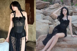 Bà xã cầu thủ Thành Chung diện váy khoét sâu, khoe dáng nuột nà