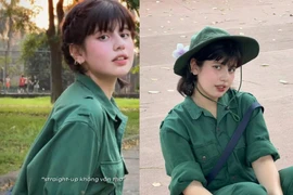 Xao xuyến với nhan sắc nữ sinh lai Tây học quân sự
