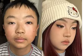 Mới tập makeup mà thiếu mẫu, chị gái lôi em trai ra thực hành