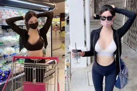 Mặc đồ tập đi siêu thị, người đẹp lộ điểm nhạy cảm ái ngại
