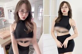 Đỏ mặt hot girl xinh đẹp diện mốt hở chân ngực hớ hênh