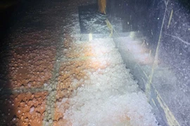 Đỉnh Fansipan hứng mưa đá dữ dội vào rạng sáng nay