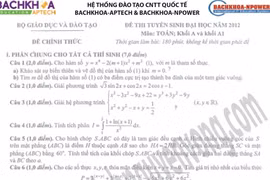 Đề thi tuyển sinh ĐH môn Toán