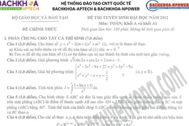 Đề thi tuyển sinh ĐH môn Toán