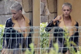 Kristen Stewart hớ hênh lộ ngực khi đến thăm người tình đồng giới