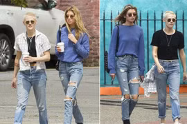 Kristen Stewart ra dáng nam nhân bên bạn gái đồng tính