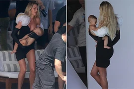 Thiên thần Victoria’s Secret vừa chụp mẫu vừa cho con bú