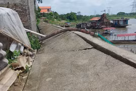 Sóc Sơn: Kè hữu sông Cầu hoàn thành chưa lâu... sạt lở nghiêm trọng