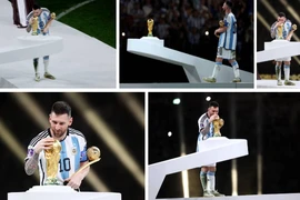 Khoảnh khắc Messi hôn lên chiếc cup dành cho đội vô địch