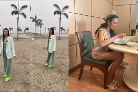 Hoa hậu Thùy Tiên thành người đẹp chăm mang dép tổ ong nhất Vbiz