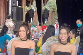 Diện đầm tối màu, Đỗ Thị Hà vẫn khiến cô dâu dè chừng