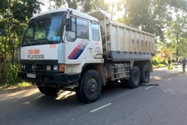 Xe tải chở vật liệu làm đường cao tốc tông chết hai cha con