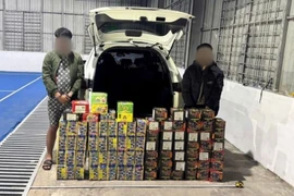 Bắt giữ 2 đối tượng vận chuyển trái phép gần 130 kg pháo lậu