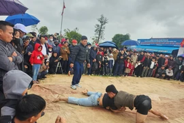 Du khách sôi nổi “khiêu chiến” tại sới vật lễ hội chùa Hương Tích