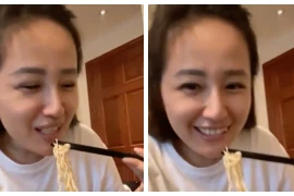 Mai Phương Thúy mặt mộc ăn mì, netizen khẩu chiến