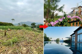 Vợ chồng trẻ 'hô biến' mảnh đất đầy cỏ dại, thành khu nhà nghỉ dưỡng 