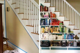 Gầm cầu thang thành tủ sách sẽ biến nhà bạn trở thành thư viện