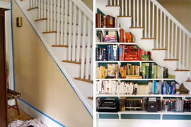 Gầm cầu thang thành tủ sách sẽ biến nhà bạn trở thành thư viện