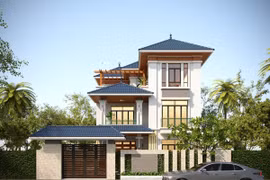 Mẫu biệt thự 3 tầng mái Thái hiện đại khiến nhiều người mê mẩn