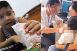 Bé trai nuốt gói hút ẩm, mẹ làm điều này, bác sĩ khen ngợi