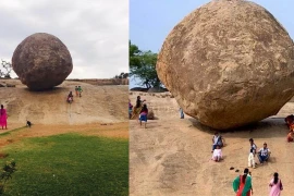 Một tảng đá khổng lồ bí ẩn đã đứng trên một sườn dốc