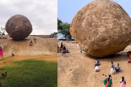 Một tảng đá khổng lồ bí ẩn đã đứng trên một sườn dốc