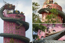 Ngôi chùa có con rồng khổng lồ quấn quanh toà nhà 17 tầng 