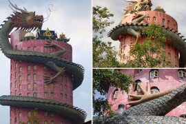 Ngôi chùa có con rồng khổng lồ quấn quanh toà nhà 17 tầng 