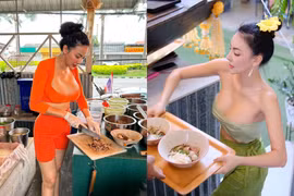 Cô chủ quán xinh như hot girl diện đồ hở hang gây chú ý