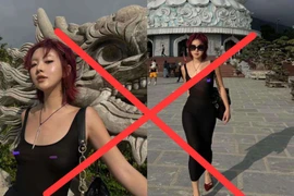 Đến chùa Linh Ứng, gái xinh Hàn Quốc mặc xuyên thấu gây phẫn nộ