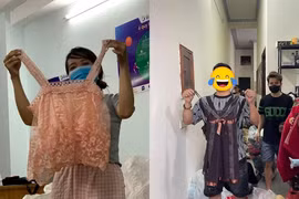 Ngán ngẩm cảnh quần áo không phù hợp... cứu trợ đồng bào vùng lũ