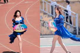 Nữ sinh cầm biển ở hội thao bỗng thành mỹ nhân toàn cõi mạng 