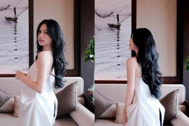 Vợ trung vệ Thành Chung diện đồ ngắn khoe vẻ gợi cảm