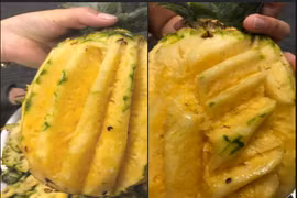 Gọt dứa "chẳng giống ai", cô gái khiến netizen được phen cười ná thở