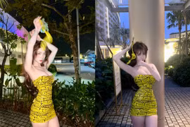 Đu trend váy băng keo, hot girl pickleball khoe vòng eo siêu thực