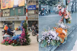 Hàng loạt cột đèn Hà Nội nở hoa chào mừng Quốc tế Phụ nữ