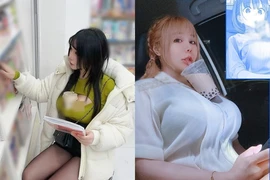 Dùng ngực đỡ trà sữa, gái xinh khiến netizen "ngơ ngác"