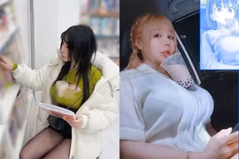 Dùng ngực đỡ trà sữa, gái xinh khiến netizen "ngơ ngác"