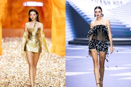 Vợ Bùi Tiến Dũng khoe chân búp bê "gây sốt" sàn catwalk