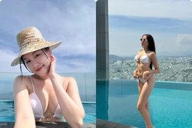 Nữ MC “chân dài nhất Việt Nam” diện bikini trắng tinh khôi chào Hè