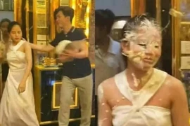 Cô gái "giận tím người" vì bị bạn úp bánh sinh nhật vào mặt