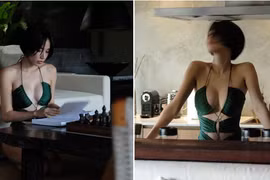 Diện mốt đồ bơi cut-out táo bạo, "cô dâu Hà Nội" gây chú ý