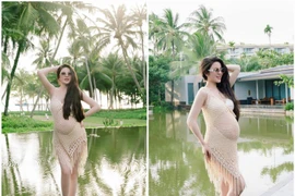 Bụng bầu "sắp vỡ chum", Chu Thanh Huyền vẫn tự tin khoe đồ bơi