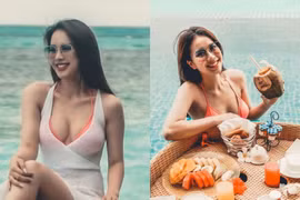Đi nghỉ dưỡng, nữ MC “mặc kín nhất VTV” khoe body "cực cháy"