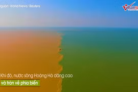 Video: Cảnh tượng ngoạn mục khi sông Hoàng Hà chảy ra biển khơi 