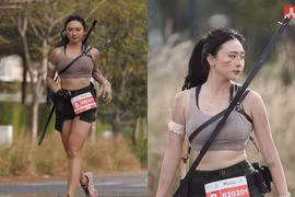 Hot girl chạy bộ cosplay Lara Croft "chất ngất" trên đường đua