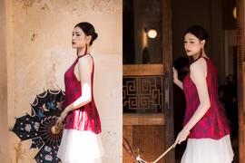 Hoa khôi bóng chuyền Kim Thanh diện áo yếm khoe xương quai xanh 