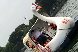 Xôn xao hình ảnh cặp đôi vô tư diễn "cảnh nóng" trong lúc đạp vịt